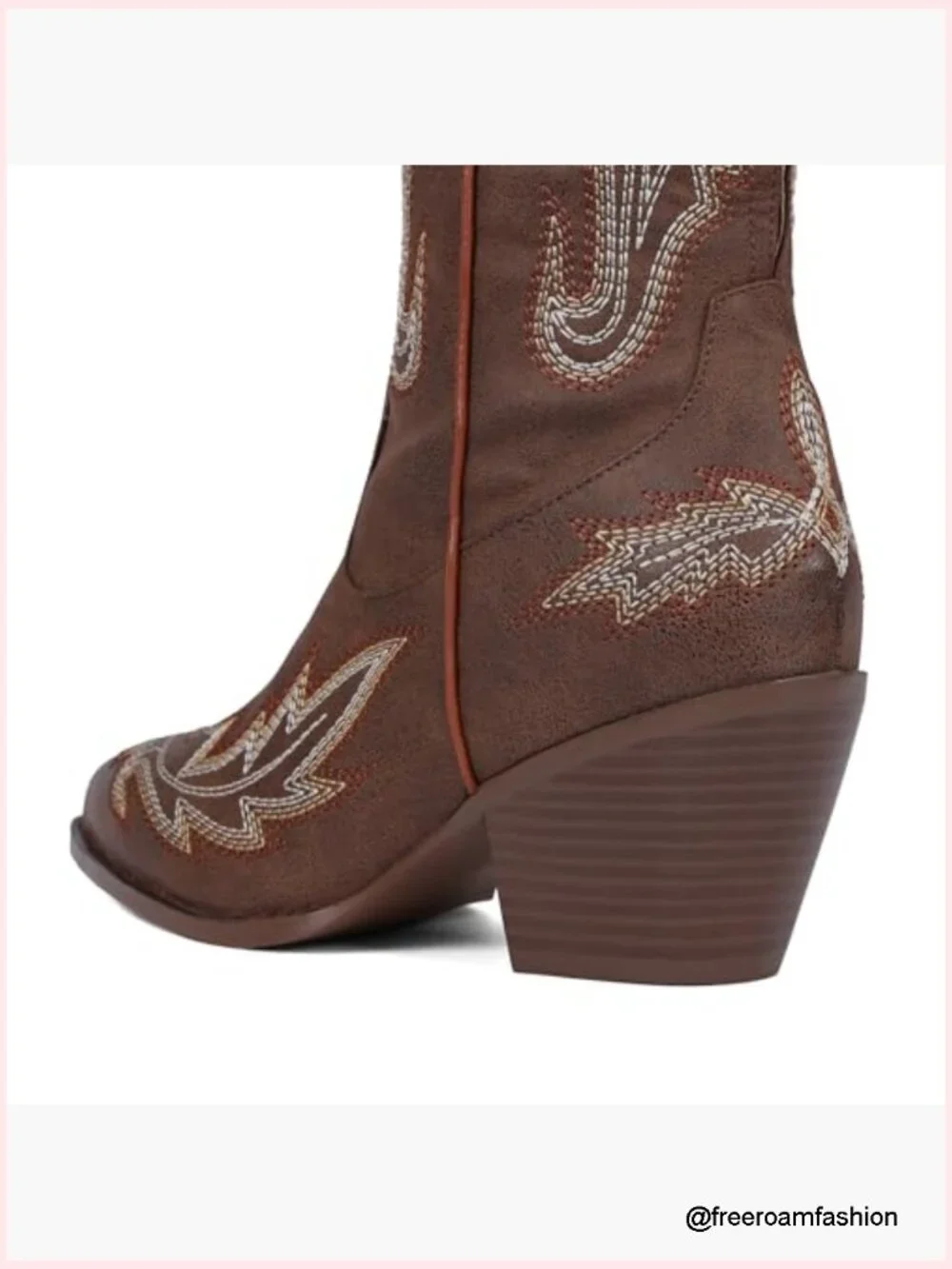Thigh High Cowboy Boots Embroidered Knee High Chunky Heel Side Zip